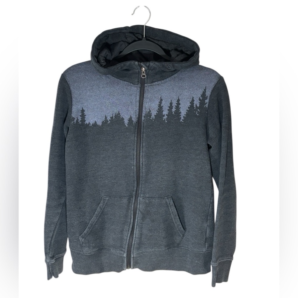 Tentree Juniper Classic Zip Hoodie Forest Print Charcoal Grey Size S